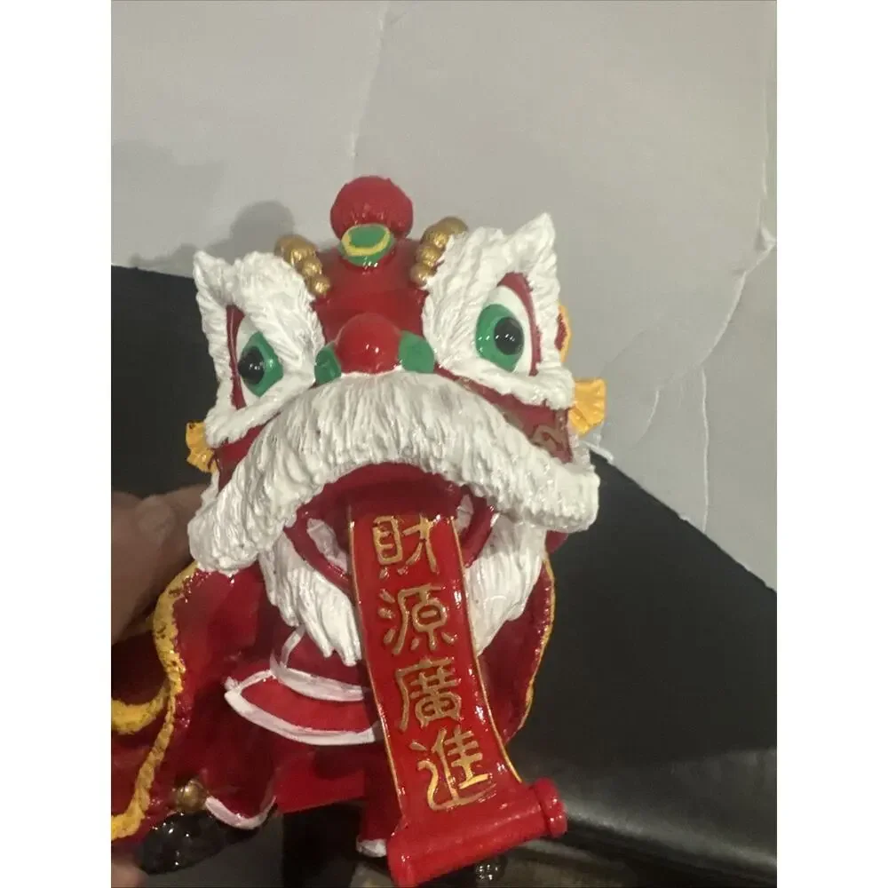 Chinese New Year Lion Dragon Figurine Red Gold Asian Decor Good Luck Fortune